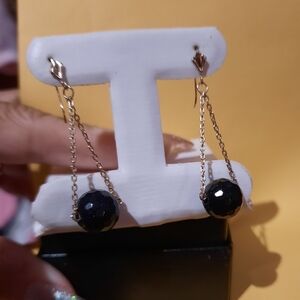 Solid 10K Yellow Gold Dangle Earrings Real Gem Pyright Fool's Gold